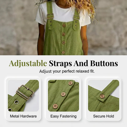 💫Loose-fitting women's overalls with front buttons – relaxed fit, unique style