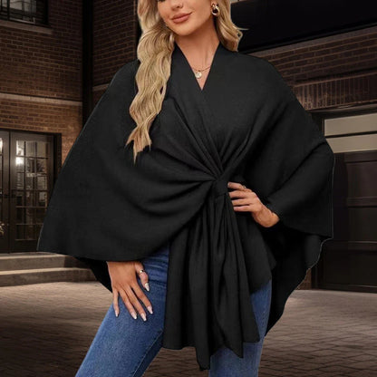 【👗 ❄️ Teplá a všestranná, je to perfektná voľba na chladné zimné dni!】Dámsky šál s krížovým vzorom vpredu