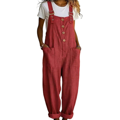 💫Loose-fitting women's overalls with front buttons – relaxed fit, unique style