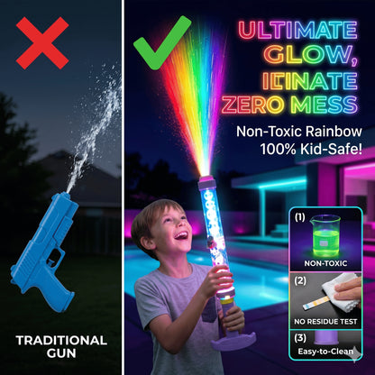 🌈🕹️ Svetelná dúhová LED vodná pištoľ – LED efekty + silný prúd pre bazén a záhradu! ✨