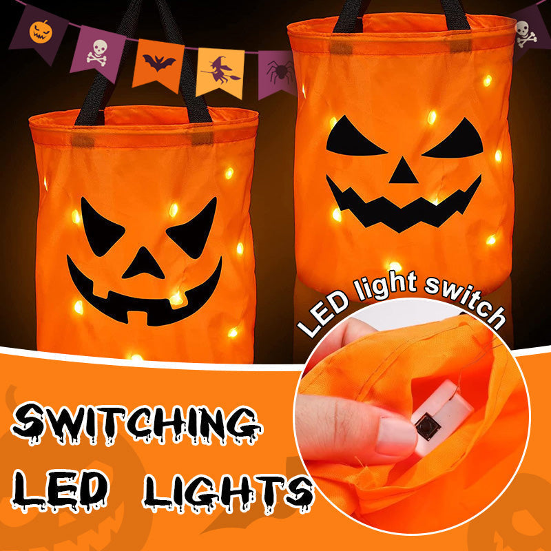 Halloweenská taška so svietiacou tekvicou