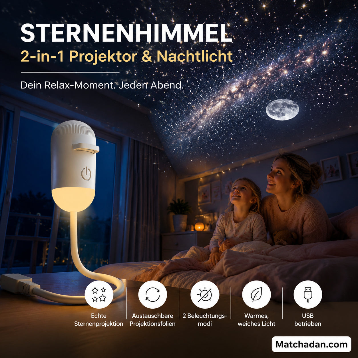 🌌✨ 2v1 Projektor hviezdnej oblohy a nočné svetlo – magická atmosféra doma