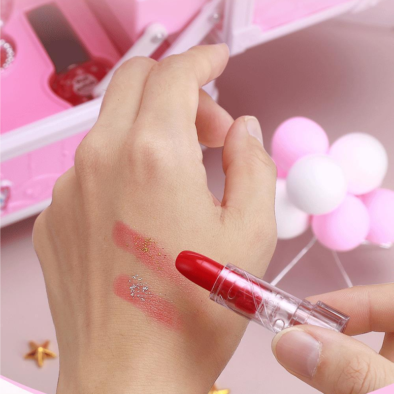 🏆ČASOVO OBMEDZENÁ AKCIA – 50 % ZĽAVA💄Detská sada umývateľného make-upu s prenosnou ružovou kabelkou
