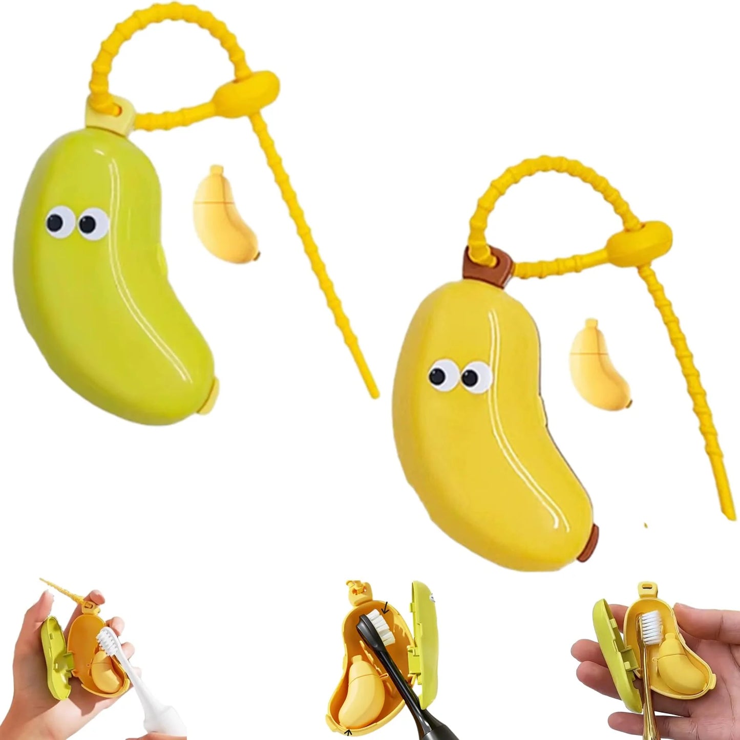 🍌Prenosné puzdro na zubnú pastu v tvare banánu – prachotesné, priedušné a kompaktné pre deti a na cesty