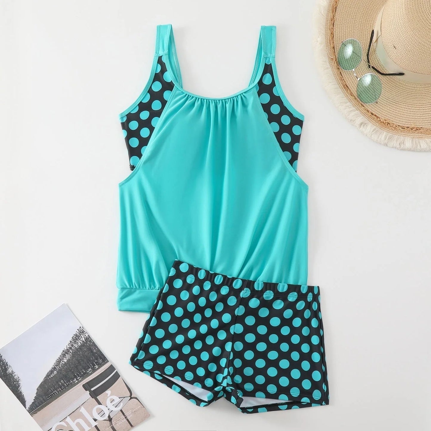 👙 Dvoudielne plavky color-block s bodkami – štýlové & pohodlné 💖