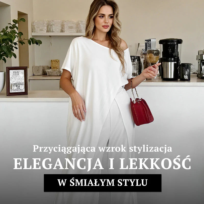 👗 Dámsky dvojdielny set top s odhalenými ramenami + voľné nohavice