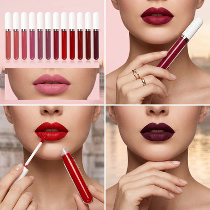 Sada vodovzdorných matných rúžov – 10 farieb, celodenná výdrž 💄