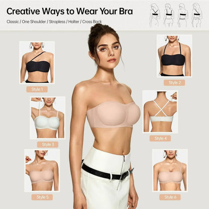 💞Dámske podprsenky bez ramienok, push-up bandeau podprsenky, nešmýkavé bezkosticové podprsenky s výstužou, bezšvové pohodlné podprsenky typu „tube“ a „jelly“