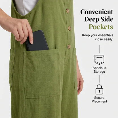 💫Loose-fitting women's overalls with front buttons – relaxed fit, unique style