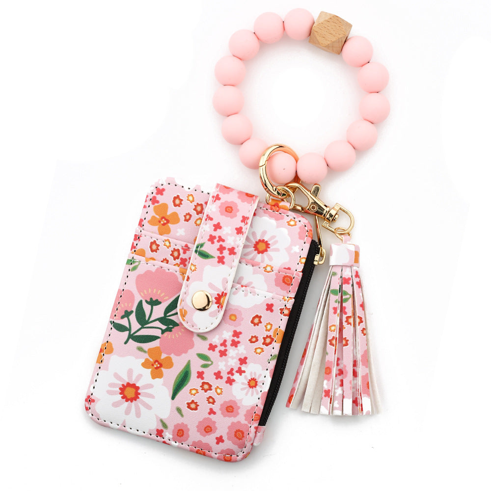 💳 Puzdro na karty s perlovým strapcom | 4 sloty + zip-vrecko 🎁