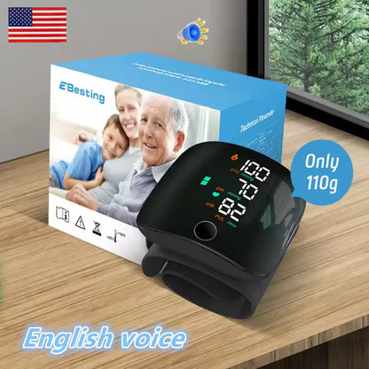 🩺Elektronický Tlakomer na Zápästie – Presný, Nabíjateľný + Hlasový! 🌟