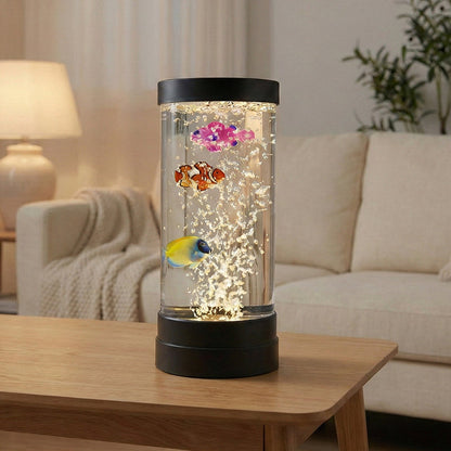 🌊✨ LED akváriové svietidlo s rybami a bublinkami – relaxačná atmosféra doma