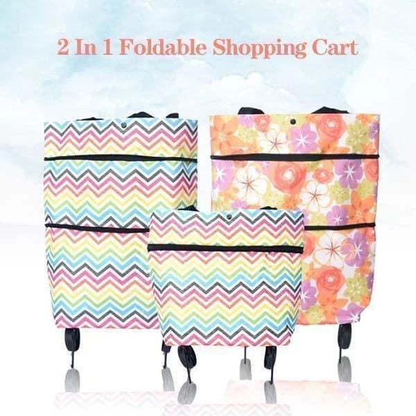 🛒 Skladacia nákupná taška s kolieskami 2v1 – uľahčite si nakupovanie! 🛍️