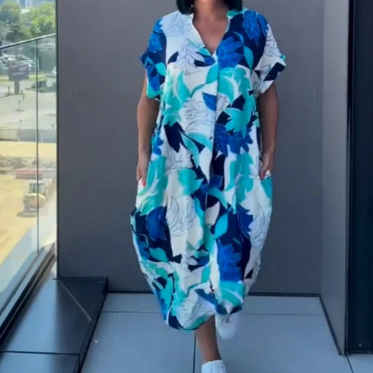 👗 Ležérne elegantné šaty s potlačou & V-výstrihom – Pohodlie & štýl celý deň! ✨