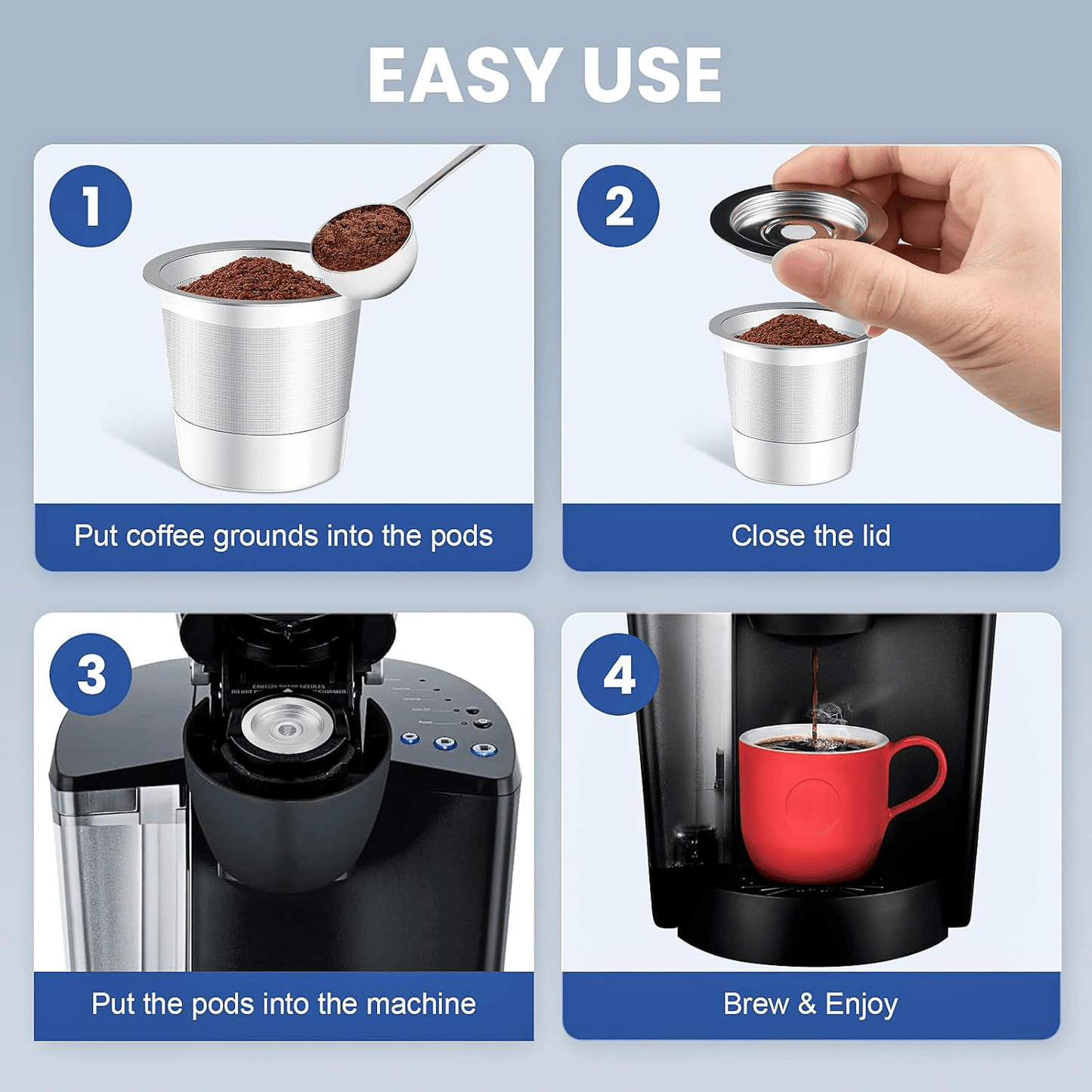 Opakovane použiteľný K-Cup pre Keurig 1.0 z nehrdzavejúcej ocele, doplniteľný K-Cup --⏱️Posledná akcia so Druhý kus len za 10 €