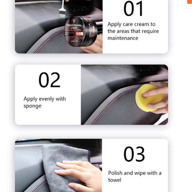 【😱 Auto interiér žltne, má nepríjemný zapach? Tento čistiaci krém to vyrieši za 3 kroky!】Belső tisztító krém autókra
