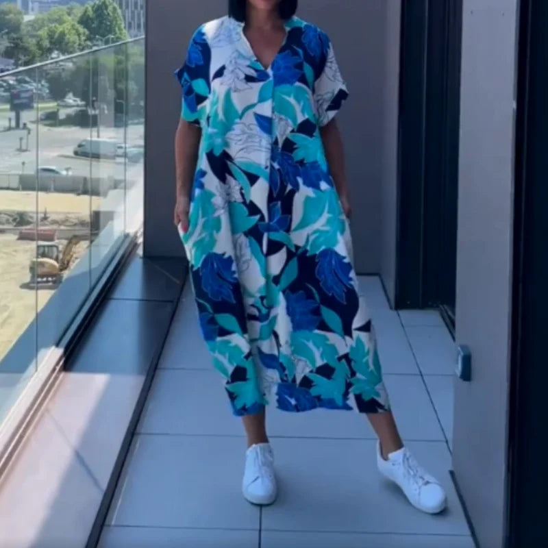 👗 Ležérne elegantné šaty s potlačou & V-výstrihom – Pohodlie & štýl celý deň! ✨