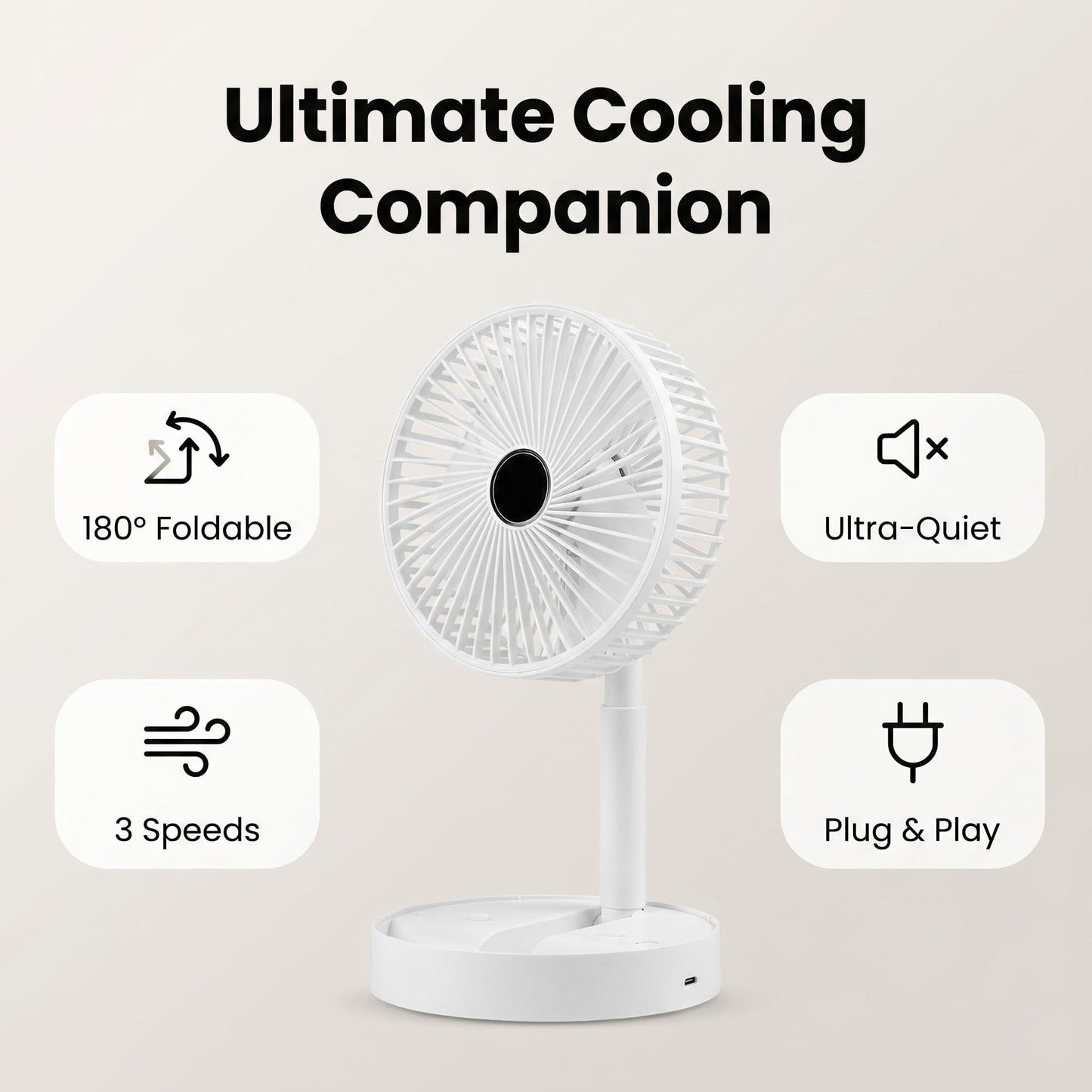 🌬️ Skladací ventilátor do zásuvky – chladivý vietor kdekoľvek! ❄️