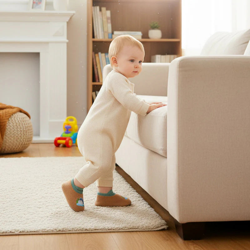 【👶 Bezpečné a teplé, najlepšia voľba pre mamičky】Hrubé a protišmykové podlahové ponožky pre bábätká