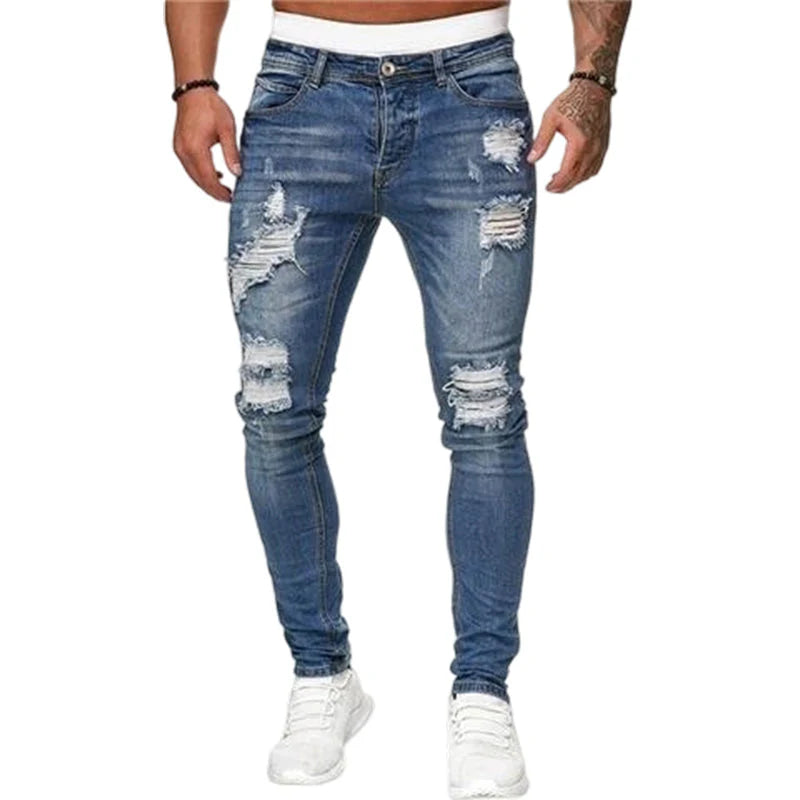 🔥🎁Nová 50 % ZĽAVA🔥Štýlové pánske skinny džínsy s efektom opotrebovania