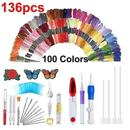 ✨ 136-Kusová Sada Na Vyšívanie S 100 Farbami – Kreatívne Tvorba Pre Každého! 🧵