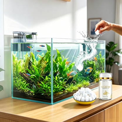 🌿✨ Tablety proti riasam – krištáľovo čistá voda v akváriu