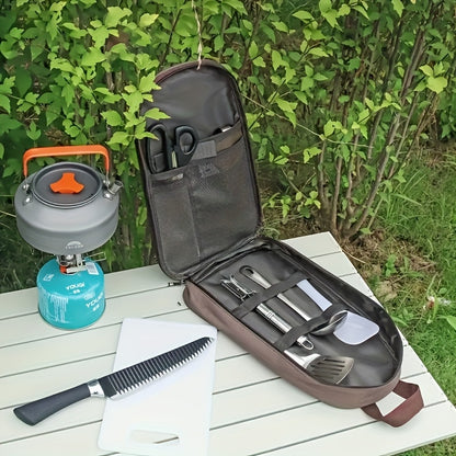 🍖Outdoor Kitchen Utensil Organizer Bag – Oxford Fabric, Large Capacity, Durable & Portable (Perfect for Camping & BBQs)✨