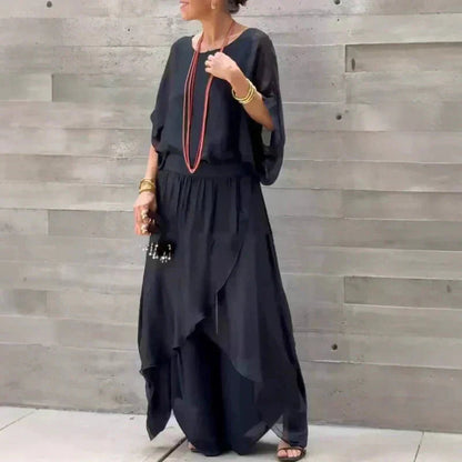 😍 Letná hit: Ľahká šifónová súprava top + široké nohavice! 👗