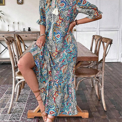 💃Elegantné boho šaty s kvetinovou potlačou