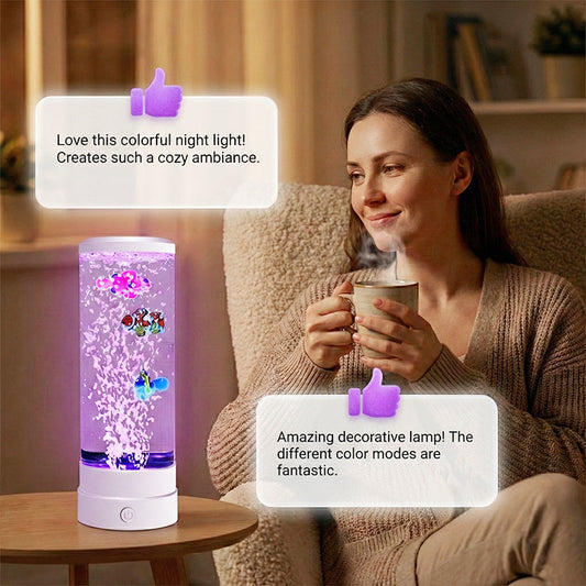 🌊✨ LED akváriové svietidlo s rybami a bublinkami – relaxačná atmosféra doma