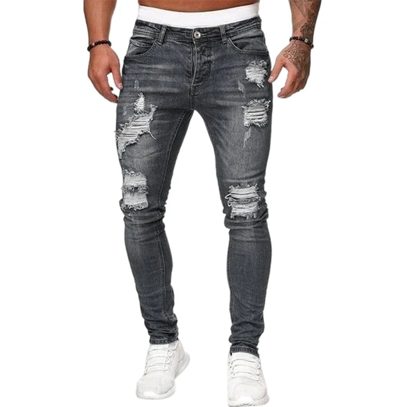 🔥🎁Nová 50 % ZĽAVA🔥Štýlové pánske skinny džínsy s efektom opotrebovania