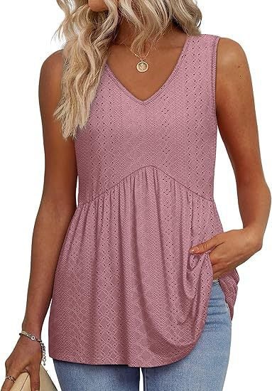 Dámske elegantné tielka bez rukávov s výstrihom do V a babydoll strihom