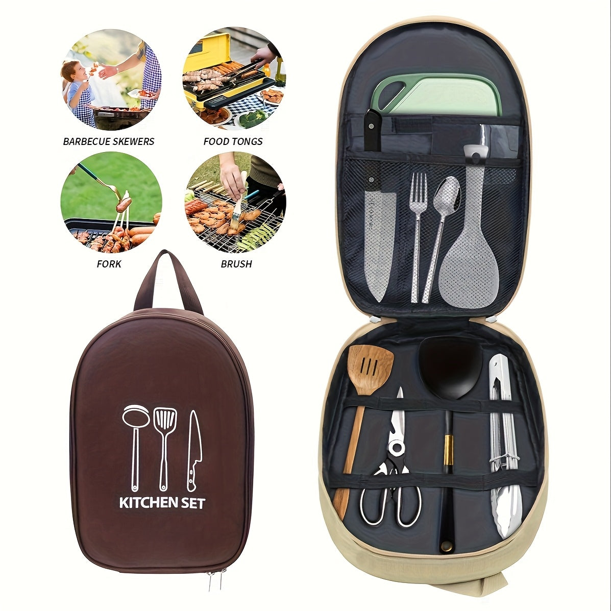 🍖Outdoor Kitchen Utensil Organizer Bag – Oxford Fabric, Large Capacity, Durable & Portable (Perfect for Camping & BBQs)✨