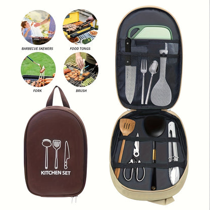 🍖Outdoor Kitchen Utensil Organizer Bag – Oxford Fabric, Large Capacity, Durable & Portable (Perfect for Camping & BBQs)✨