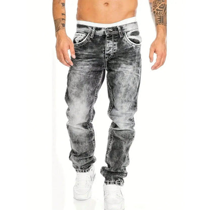 👖 Pánske kreatívne pružné džínsy rovný strih – odolný denim a streetwear vzhľad