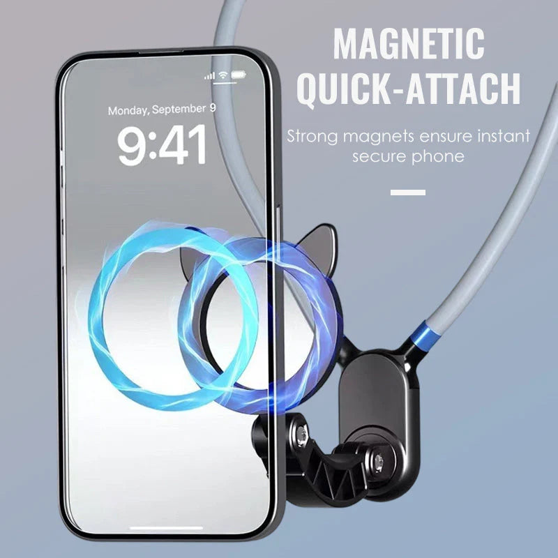 【🧲 Jednoducho a rýchlo zachyťte zábery z perspektívy prvej osoby!】Magnetický držiak na telefón na krk s funkciou handsfree