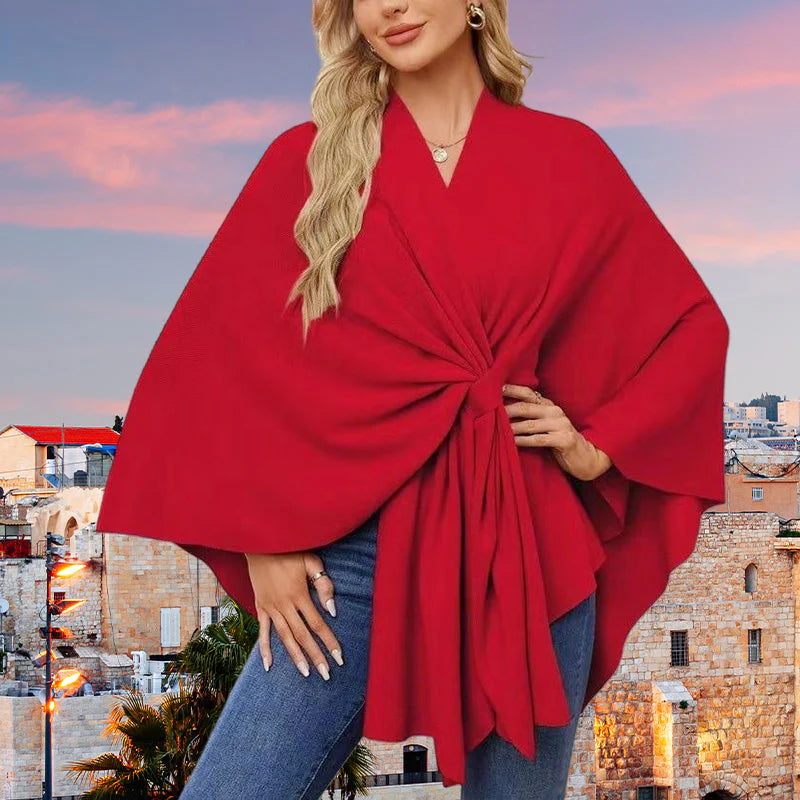 【👗 ❄️ Teplá a všestranná, je to perfektná voľba na chladné zimné dni!】Dámsky šál s krížovým vzorom vpredu