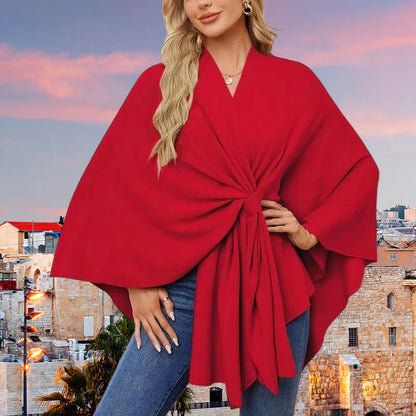 【👗 ❄️ Teplá a všestranná, je to perfektná voľba na chladné zimné dni!】Dámsky šál s krížovým vzorom vpredu