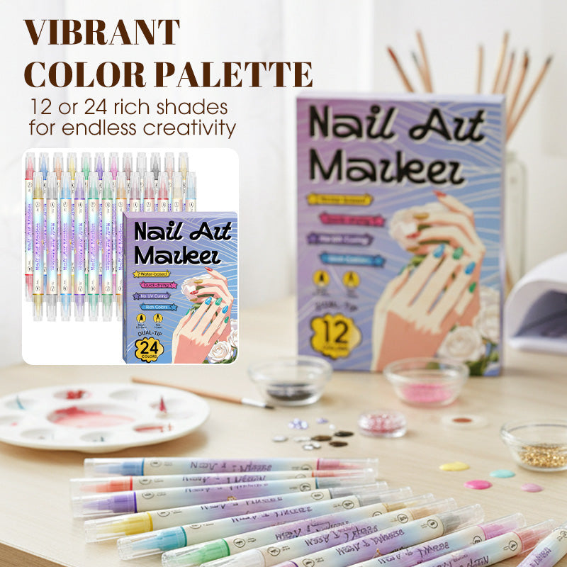 🖌️ Sada fixiek na nechty 2v1 – jemný hrot + štetec pre dokonalé vzory 💅