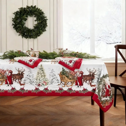 🎅Božični prt – praznični dizajn, trpežen poliester, odporen proti madežem in gubam🎁