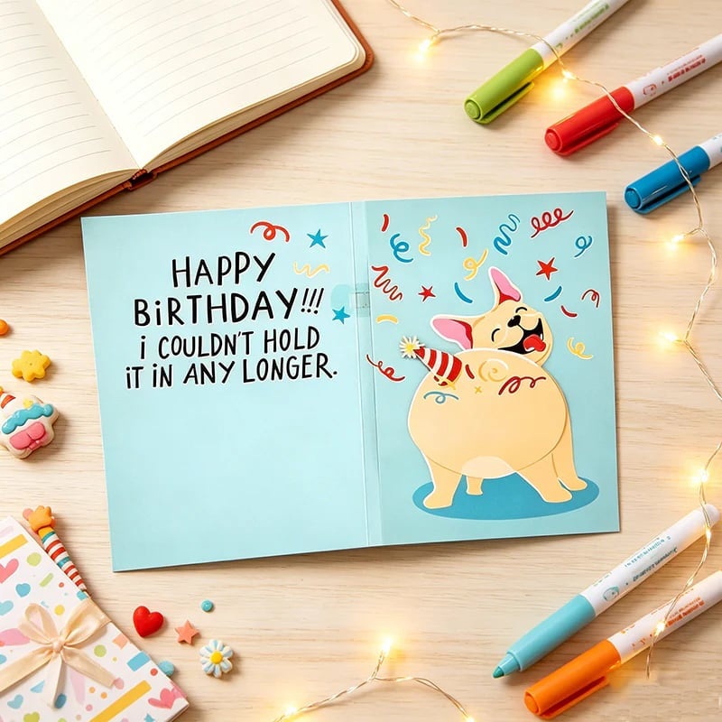 🐶 Narodeninová pohľadnica s prdiacim psom – zaručený smiech! ✨