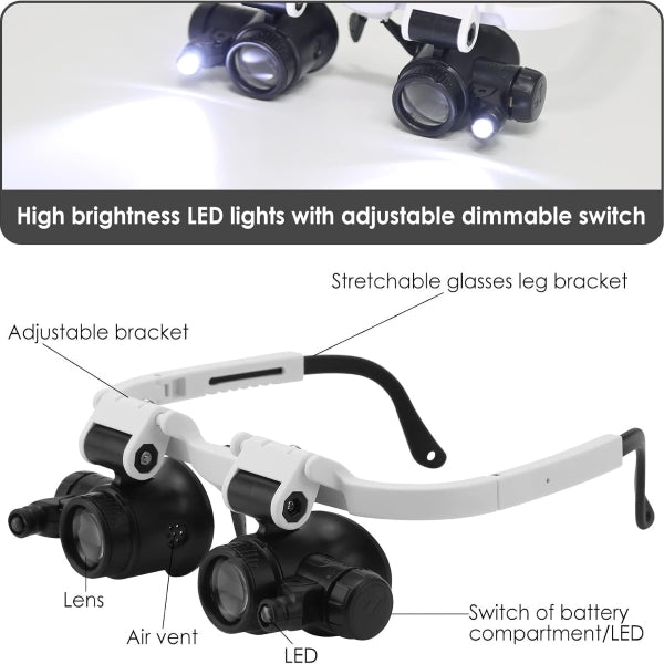 🔍 LED lupové okuliare – jasný pohľad na detaily! ✨