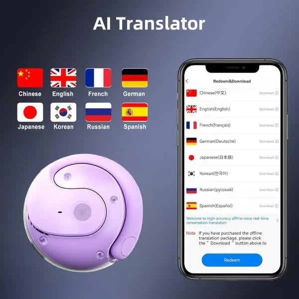 【🔋 Malý a prenosný, rýchly a presný preklad 75 jazykov v reálnom čase】Bezdrôtové slúchadlá OWS Bluetooth 5.4 s AI prekladom (vhodné pre iOS a Android)