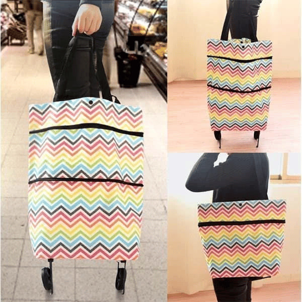 🛒 Skladacia nákupná taška s kolieskami 2v1 – uľahčite si nakupovanie! 🛍️