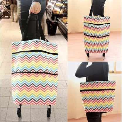 🛒 Skladacia nákupná taška s kolieskami 2v1 – uľahčite si nakupovanie! 🛍️