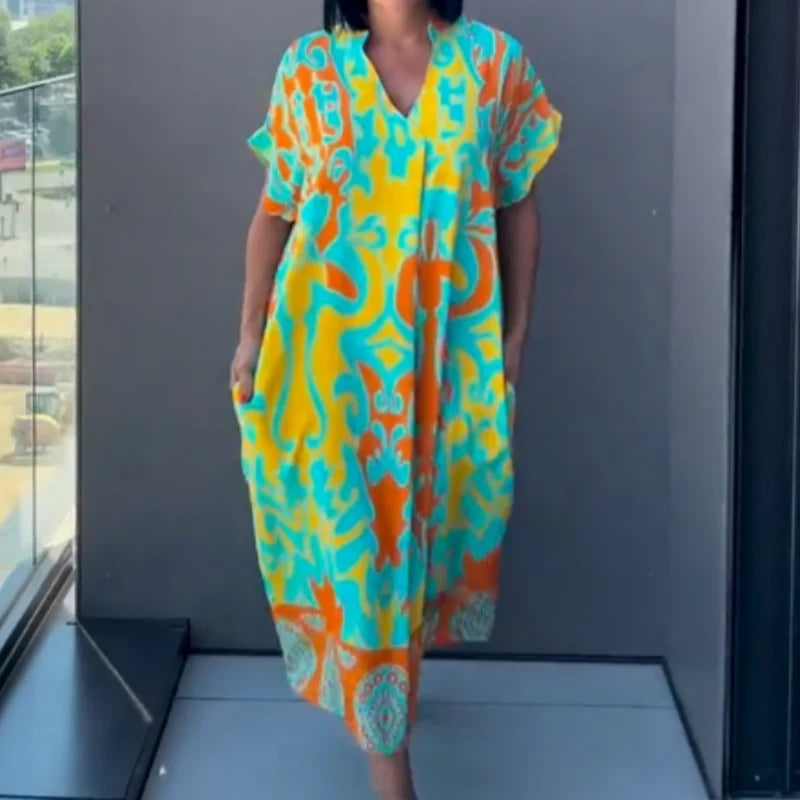 👗 Ležérne elegantné šaty s potlačou & V-výstrihom – Pohodlie & štýl celý deň! ✨