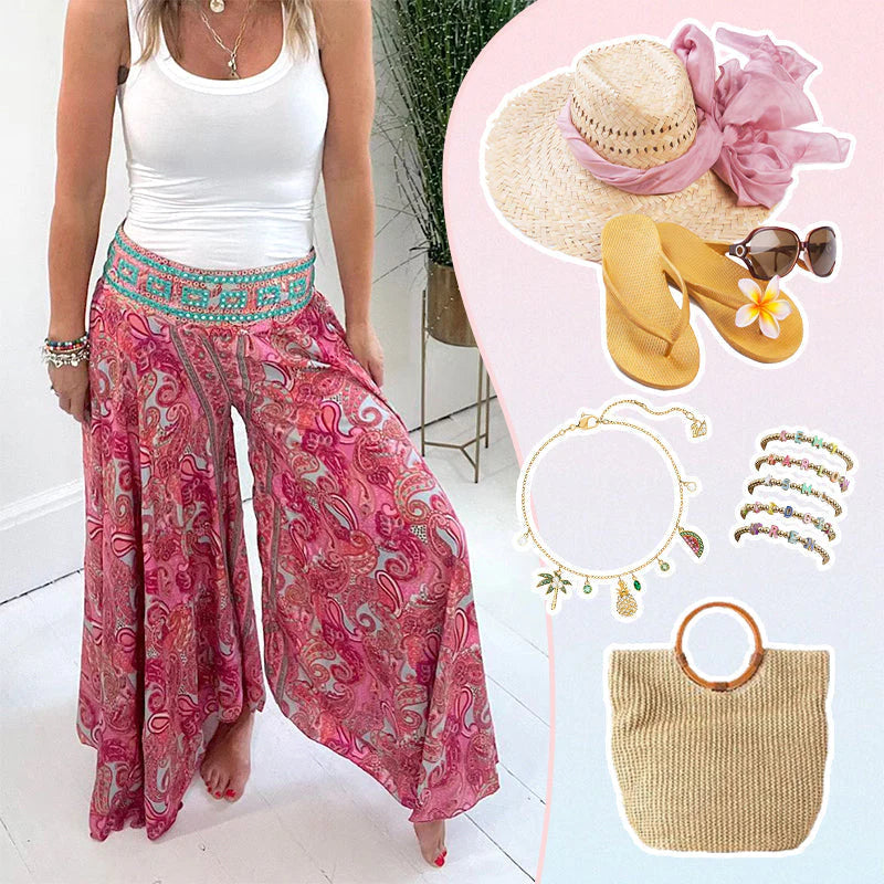 👖 Elastické Nohavice s Etnickou Potlačou – Patchwork + Elastický Pás + Všetky Velikosti! ✨