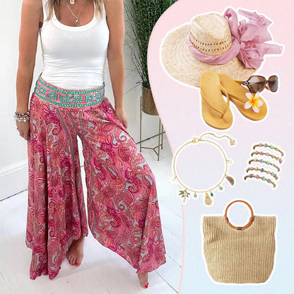 👖 Elastické Nohavice s Etnickou Potlačou – Patchwork + Elastický Pás + Všetky Velikosti! ✨