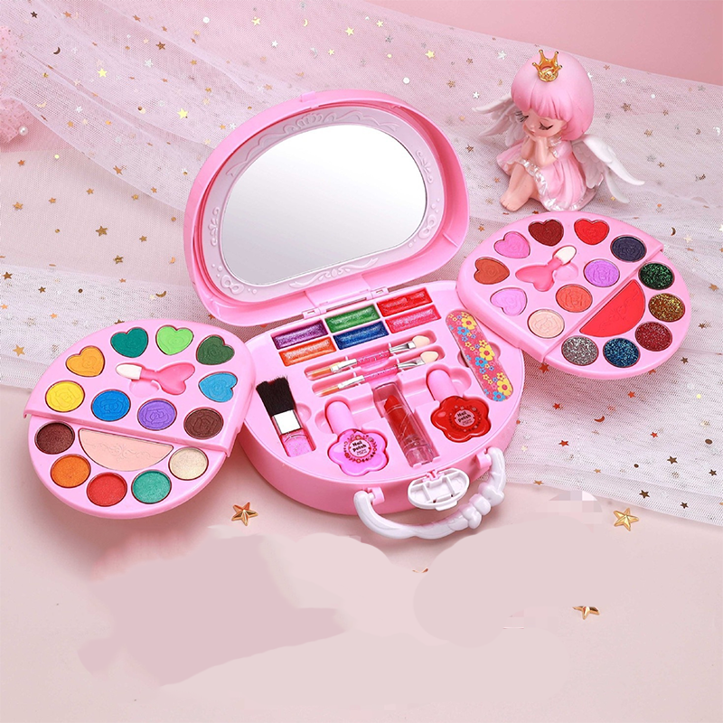 🏆ČASOVO OBMEDZENÁ AKCIA – 50 % ZĽAVA💄Detská sada umývateľného make-upu s prenosnou ružovou kabelkou