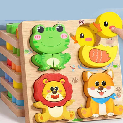 【🎨 Rozvíjaj Ich Kognitívne Zručnosti Bezpečne!】Vzdelávacie 3D drevené puzzle